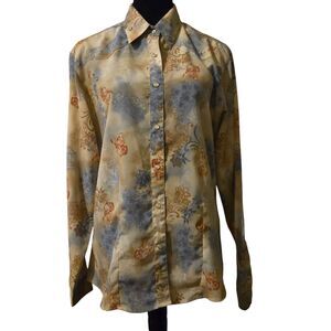 Vintage Wrangler Floral Galloping Horse Pearl Snap Shirt M Western Equestrian